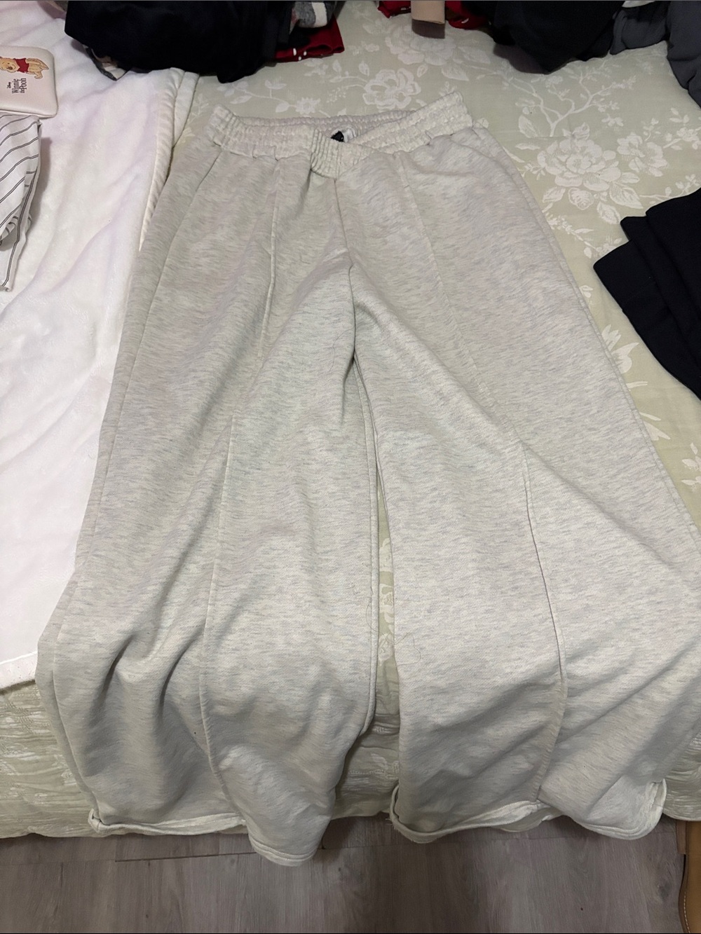 SHEIN Light Gray Wide-Leg Sweatpants
